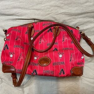 Dooney & Bourke Red Arizona DBacks Satchel with Brown Trim